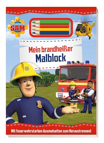 Feuerwehrmann Sam: Mein brandheißer Malblock: Block mit 4 Farbstiften von Panini