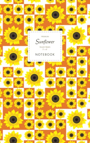 Sunflower Notebook - Ruled Pages - 5x8 Notizbuch - Premium (Orange)