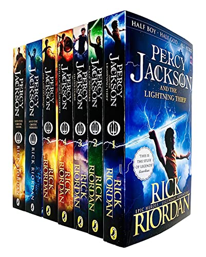 Percy Jackson Collection 7 Books Set By Rick Riordan (Lightning Thief, Sea of Monsters, Titan's Curse, Battle of the Labyrinth, Last Olympian, Greek Heroes, Greek Gods)