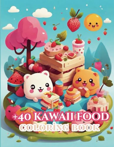 +40 Kawaii Food Coloring Book: Easy and Cute Relaxing Kawaii Coloring Book,Color cupcakes,sweets,Fruits&Vegetables,sushi,drinks,donuts...and more von Independently published