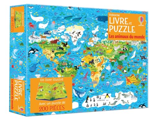 Les animaux du monde - Coffret livre et puzzle - Dès 7 ans von USBORNE