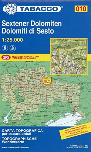 Sextener Dolomiten: Wanderkarte Tabacco 010. 1:25000: GPS. UTM-Gitter (Carte topografiche per escursionisti, Band 10)