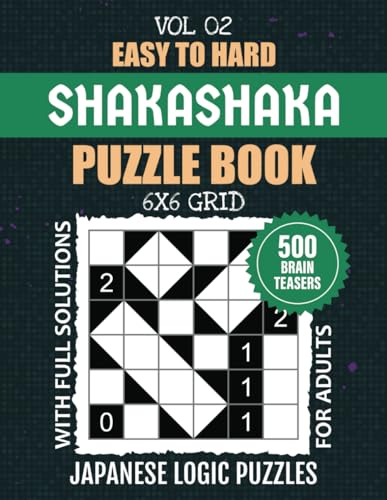 Shakashaka Puzzle Book: 500 Easy To Hard Levels Japanese Proof Of Quilt Challenges For Brain Teaser Enthusiasts, Unlock Your Mind's Potential With 6x6 ... Puzzles, Full Solutions Included, Vol 02 von Independently published