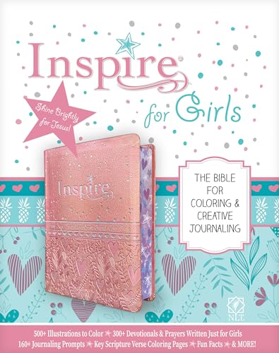 Inspire Bible for Girls: New Living Translation, Metallic Pink, Leatherlike: The Bible for Coloring & Creative Journaling