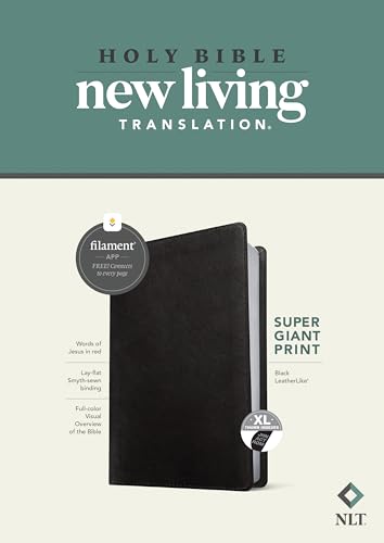 Holy Bible: Nlt Super Giant Print Bible, Filament Enabled Edition Red Letter, Leatherlike, Black