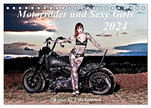 Motorräder und Sexy Girls (Tischkalender 2024 DIN A5 quer), CALVENDO Monatskalender
