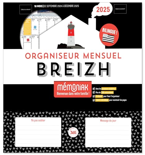 Organiseur mensuel Breizh Mémoniak, calendrier mensuel (sept. 2024- déc. 2025): Edition 2025 von 365 PARIS
