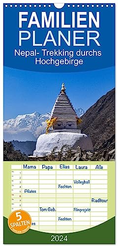 Familienplaner 2024 - Nepal- Trekking durchs Hochgebirge mit 5 Spalten (Wandkalender, 21 cm x 45 cm) CALVENDO