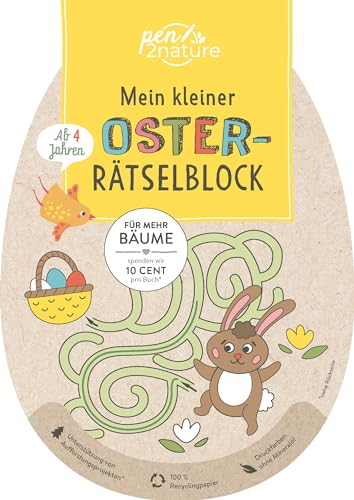 Mein kleiner Oster-Rätselblock für Kinder ab 4 Jahren: In niedlicher Ei-Form | Nachhaltiges Geschenk zu Ostern für stundenlangen Rätselspaß auf Recyclingpapier