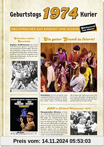 1974 - Geburtstagskurier: Druckfrisches aus Kindheit und Jugend | Geburtstagszeitung als Geschenk zum 50. Geburtstag (Geschenke für runde Geburtstage 2024 und Jahrgangsbücher)