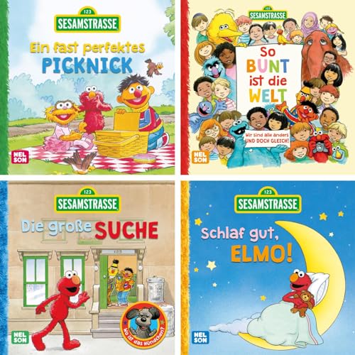 4er-Set Maxi-Mini 45: Sesamstraße: 4 Vorlesegeschichten mit den beliebten Figuren aus der Sesamstraße | Vorlesegeschichten ab 3 Jahren im Mitnahmeformat (Nelson Maxi-Mini: Maximaler Vorlesespaß!) von Nelson