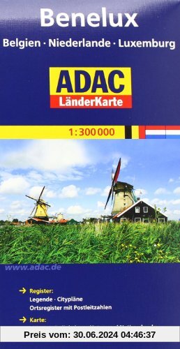 ADAC Länderkarte Benelux, Belgien, Niederlande, Luxemburg 1:300.000