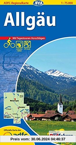 ADFC-Regionalkarte Allgäu mit Tagestouren-Vorschlägen, 1:75.000, reiß- und wetterfest, GPS-Tracks Download (ADFC-Regionalkarte 1:75000)