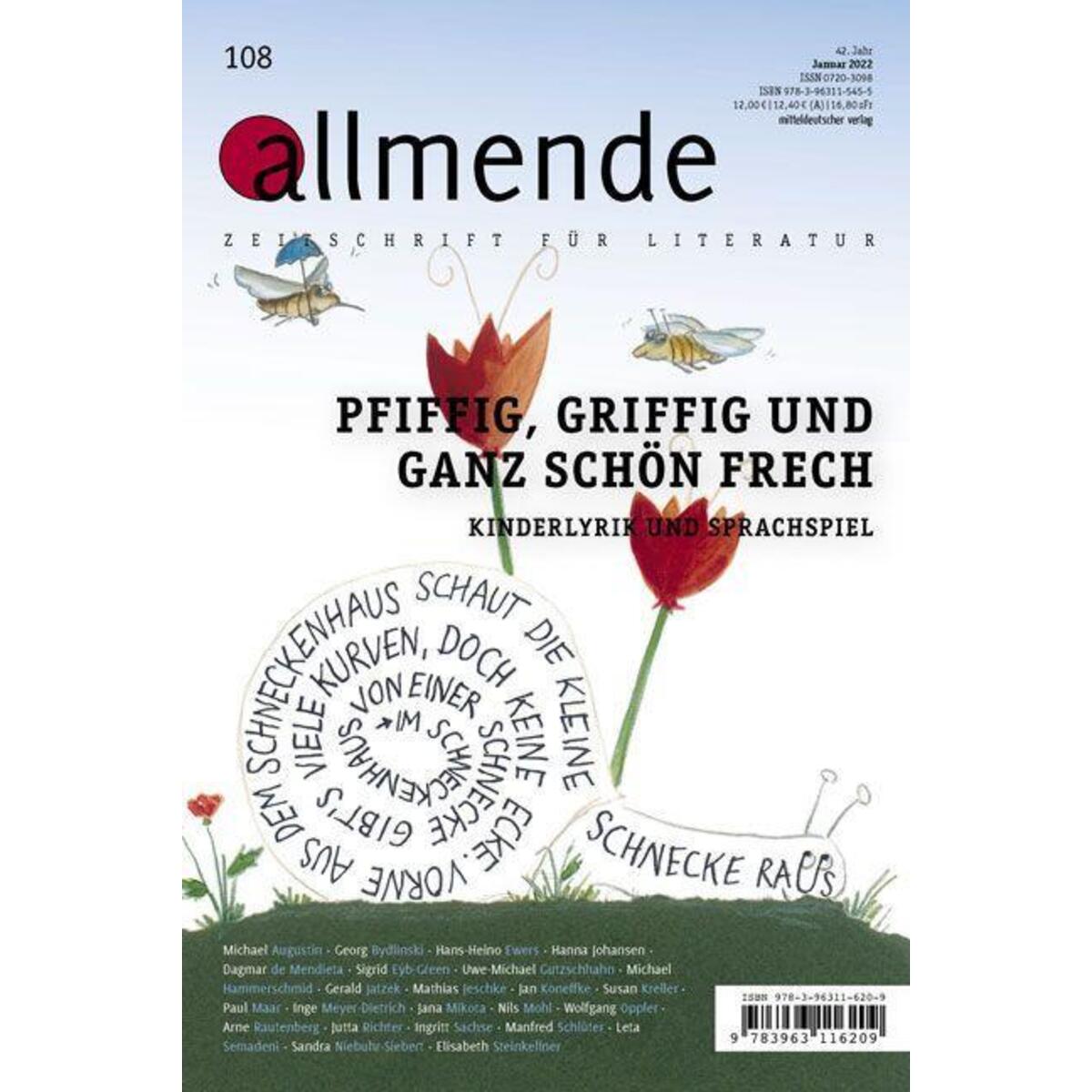 Allmende 108 - Zeitschrift für Literatur von Mitteldeutscher Verlag