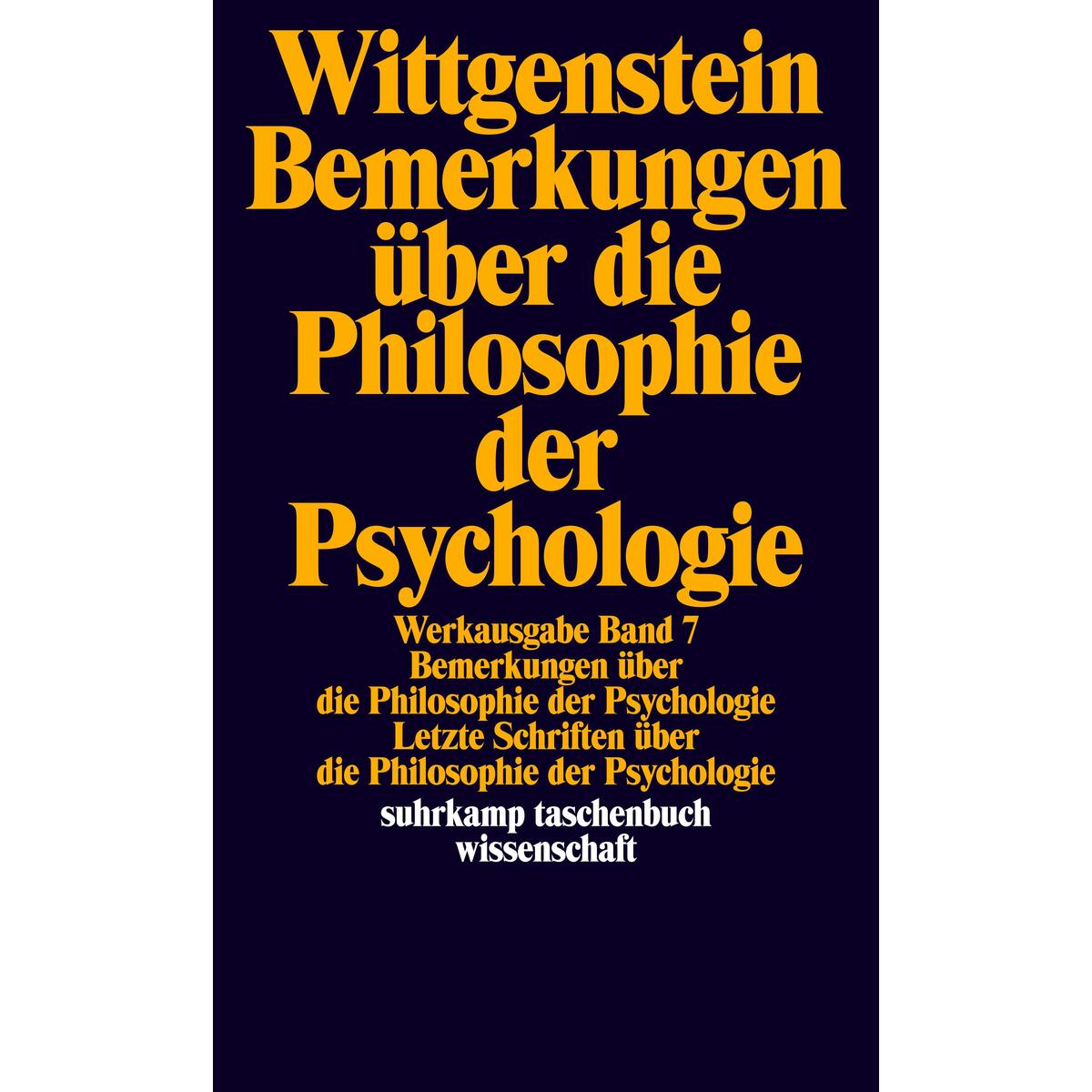 Bemerkungen über die Philosophie der Psychologie von Suhrkamp Verlag AG