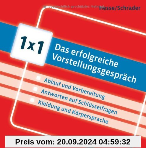 Bewerbung Beruf & Karriere / 1x1 Das erfolgreiche Vorstellungsgespräch: >Ablauf und Vorbereitung >Anworten auf Schlüsselfragen >Kleidung und Körpersprache