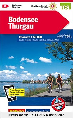 Bodensee, Thurgau: Velokarte, Nr. 2, 1:60 000, waterproof, Free Map on Smartphone included (Kümmerly+Frey Velokarten)