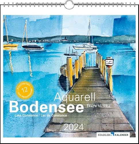 Bodensee Aquarell 2024: Postkarten-Tischkalender von Stadler Kalender