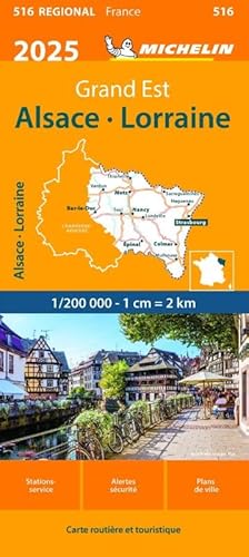 ALSACE LORRAINE 10516 2025: wegenkaart schaal 1:200.000 (Regionale kaarten Michelin) von Michelin