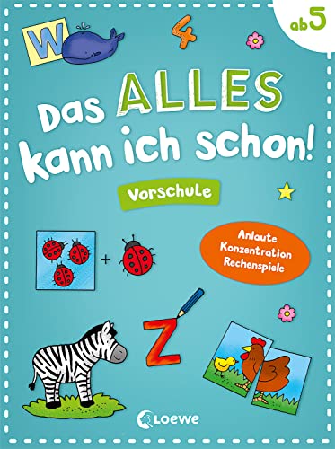 Das alles kann ich schon! - Vorschule: Anlaute, Konzentration, Rechenspiele - Lernspielblock ab 5 Jahre