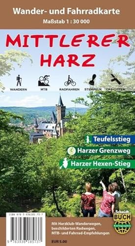 Mittlerer Harz: Wander- und Fahrradkarte