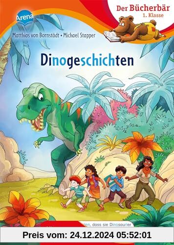 Dinogeschichten: Bücherbär: Erstlesebuch; spannende Dino-Abenteuer für die 1. Klasse, mit Silbentrennung zum leichteren Lesenlernen (Der Bücherbär: 1. Klasse. Mit Silbentrennung)