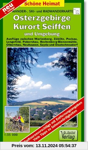 Doktor Barthel Wander- und Radwanderkarten, Osterzgebirge, Kurort Seiffen und Umgebung: Ausflüge zwischen Marienberg, Zöblitz, Pockau, Lengefeld, ... Neuhausen, Sayda und Deutschneudorf