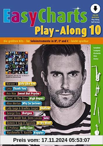 Easy Charts Play-Along: Die größten Hits spielerisch leicht gesetzt. Band 10. C/Eb/Bb-Instrument. Ausgabe mit Online-Audiodatei. (Music Factory)