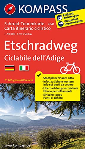 KOMPASS Fahrrad-Tourenkarte Etschradweg - Ciclabile dell'Adige 1:50.000: Leporello Karte, reiß- und wetterfest von Kompass