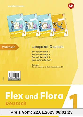 Flex und Flora - Ausgabe 2021: Paket Deutsch 1 DS: Buchstabenheft 1 / 2 / 3 und Sprachforscherheft / zwei Beilagen: Schreibtabelle und Buchstabenübersicht)