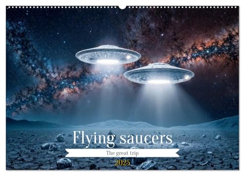 Flying saucers - The great journey (Wandkalender 2025 DIN A2 quer), CALVENDO Monatskalender von CALVENDO