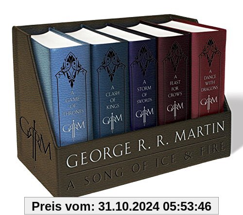 George R. R. Martin's A Game of Thrones Leather-Cloth Boxed Set (Song of Ice and Fire Series): A Game of Thrones, A Clash of Kings, A Storm of Swords, A Feast for Crows, and A Dance with Dragons