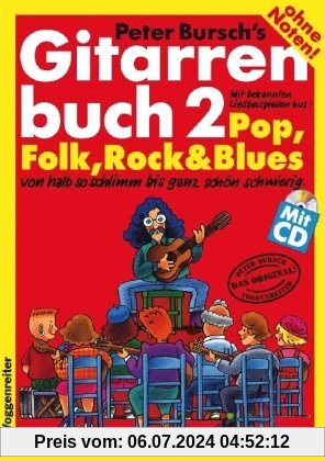 Gitarrenbuch, m. CD-Audio, Bd.2, Mit bekannten Liedbeispielen aus Pop, Folk, Rock und Blues von halb so schlimm bis ganz schön schwierig: Mit ... von halb so schlimm bis ganz schön schwierig