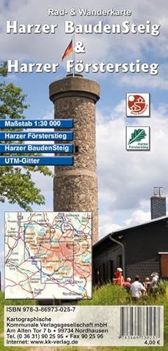 Harzer BaudenSteig & Harzer Försterstieg: Rad- und Wanderkarte im Maßstab 1:30 000