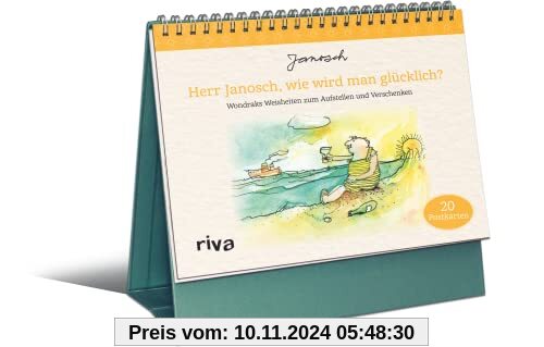 Herr Janosch, wie wird man glücklich?: Wondraks Weisheiten zum Aufstellen und Verschenken – 20 Postkarten. Das beste Geschenk für Geburtstag, Weihnachten, Ostern und zwischendurch