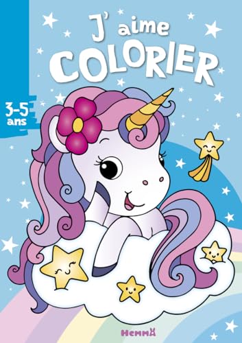 J'aime colorier (3-5 ans) (Licorne sur fond bleu)