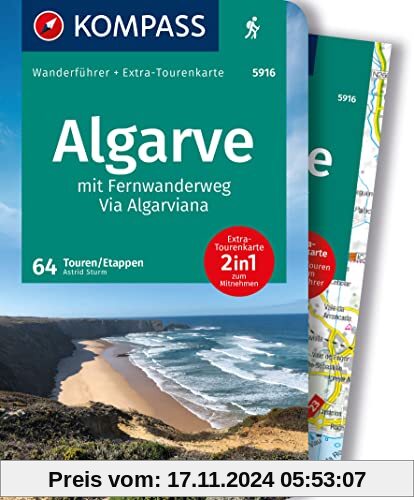 KOMPASS Wanderführer Algarve mit Fernwanderweg Via Algarviana, 64 Touren / Etappen: mit Extra-Tourenkarte, GPX-Daten zum Download