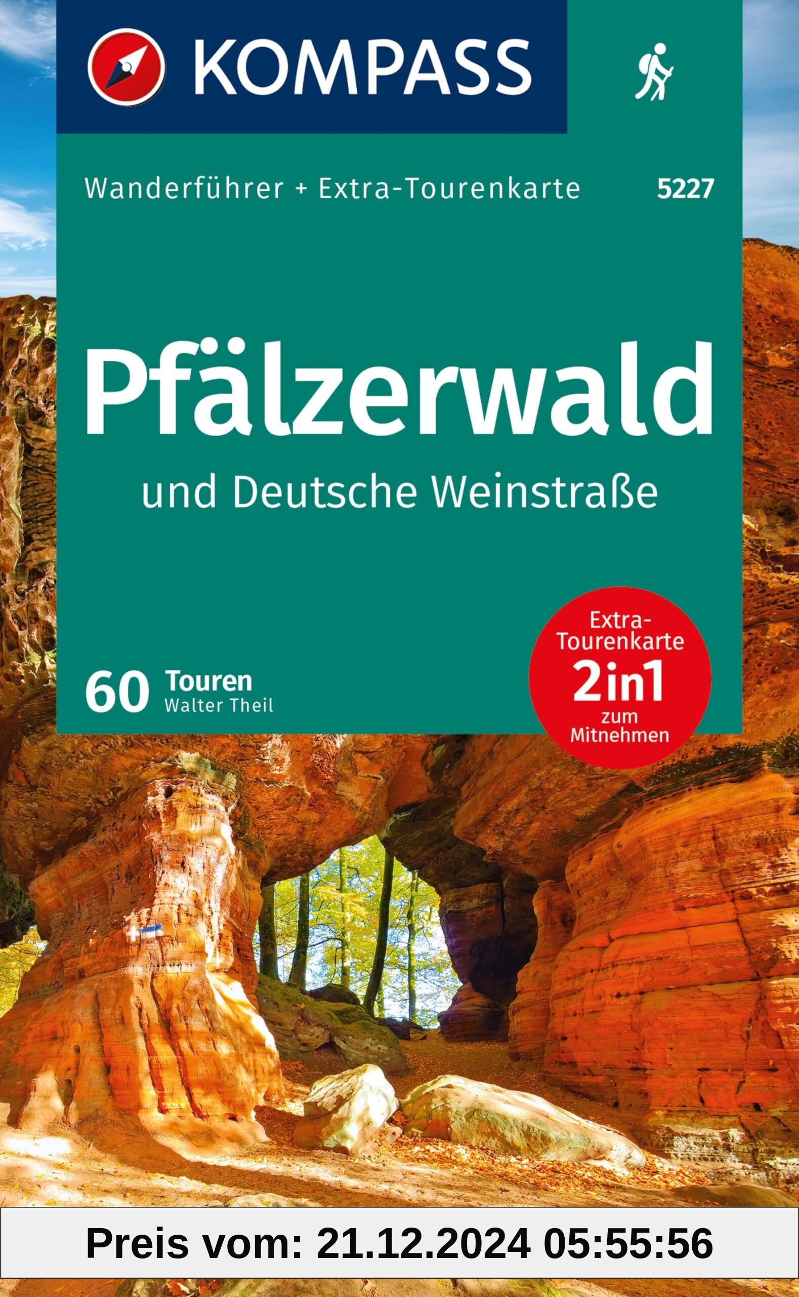 KOMPASS Wanderführer Pfälzerwald und Deutsche Weinstraße, 60 Touren mit Extra-Tourenkarte: GPS-Daten zum Download