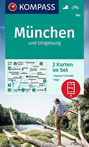 KOMPASS Wanderkarten-Set 184 München und Umgebung (2 Karten) 1:50.000: markierte Wanderwege, Fahrradwege, Skitouren, Langlaufen von Kompass