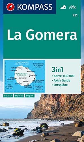 KOMPASS Wanderkarte 231 La Gomera 1:30.000: 3in1 Wanderkarte, mit Aktiv Guide und Ortsplänen. Fahrradfahren.