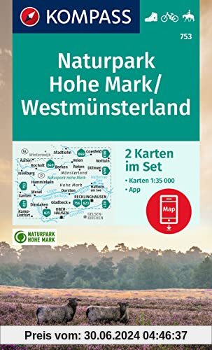 KOMPASS Wanderkarte 753 Naturpark Hohe Mark / Westmünsterland: 1:35000