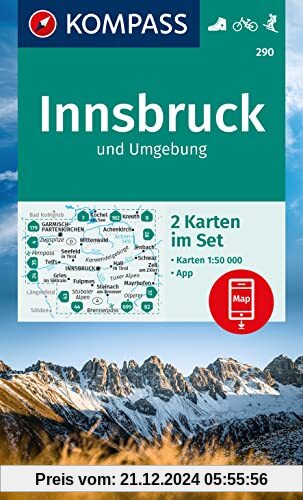 KOMPASS Wanderkarten-Set 290 Innsbruck und Umgebung (2 Karten) 1:50.000: inklusive Karte zur offline Verwendung in der KOMPASS-App. Fahrradfahren. Skitouren