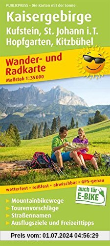 Kaisergebirge, Kufstein - St. Johann i.T., Hopfgarten - Kitzbühel: Wander- und Radkarte mit Ausflugszielen & Freizeittipps, wetterfest, reißfest, ... 1:35000 (Wander- und Radkarte / WuRK)