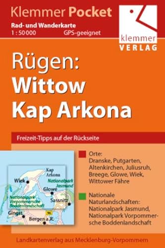 Klemmer-Pocket, Rad- und Wanderkarte Rügen: Wittow, Kap Arkona: GPS geeignet, Erlebnis-Tipps auf der Rückseite. 1:50000
