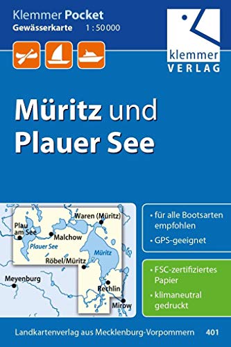 Klemmer Pocket Gewässerkarte Müritz und Plauer See: Maßstab 1:50.000, GPS-geeignet, Erlebnis-Tipps auf der Rückseite