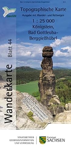 Königstein, Bad Gottleuba-Berggießhübel: Wanderkarte 1:25 000, Ausgabe mit Wander- und Reitwegen (WK25 Blatt 44) (Topographische Freizeitkarten Sachsen 1:25 000 / Wanderkarten (WK25))