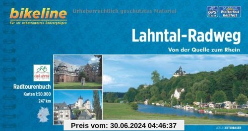 Lahntal-Radweg: Von der Quelle zum Rhein, 1:50 000, 247 km, GPS-Tracks-Download, wetterfest / reißfest