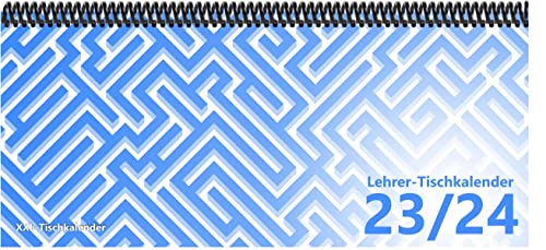 Lehrer - Tischkalender 2023/24: XXL-Tischkalender, Bunt-Kalender Labyrinth blau 14,5 x 32,5 cm, quer, Juli 2023 - September 2024 von E & Z Verlag GmbH