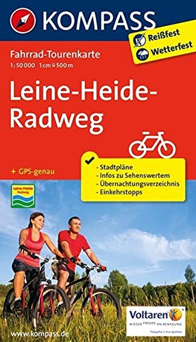KOMPASS Fahrrad-Tourenkarte Leine-Heide-Radweg 1:50.000: Leporello Karte, reiß- und wetterfest von Kompass