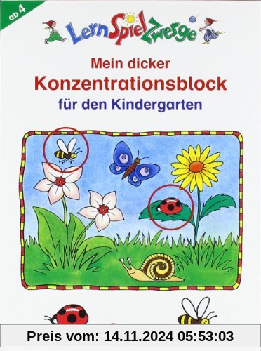 LernSpielZwerge Übungsblock: Mein dicker Konzentrationsblock für den Kindergarten